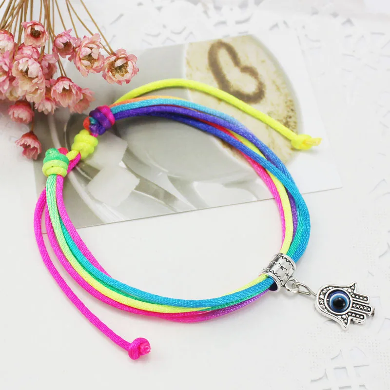 2017 New Thin Multicolor Thread Evil Eye Charms Bracelet String Rope Braided Bangles For Women Men Adjustable Length | Украшения и
