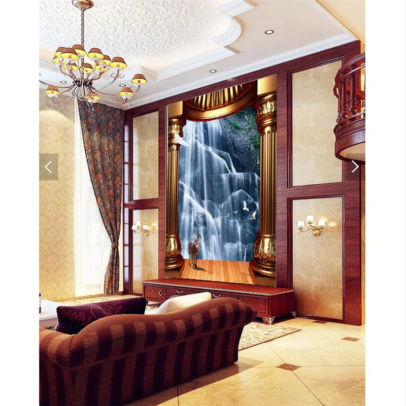 Настенная 3d Роспись beibehang фон водопада золотые колонны покрывающие Современные