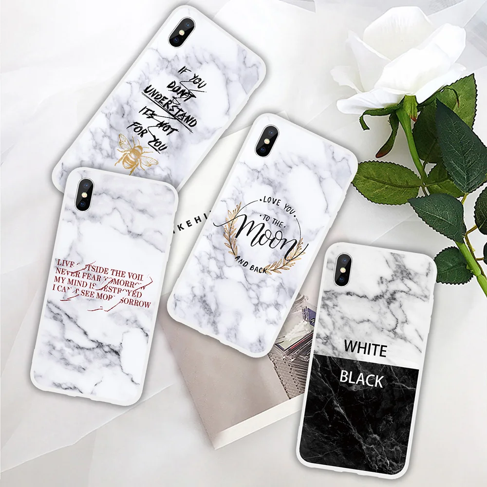 Marble Geometry Soft Case for iPhone X XR XS Max 5S SE 6 Plus 6S Cases Simple Style Silicone Cover 7 8 Capa |