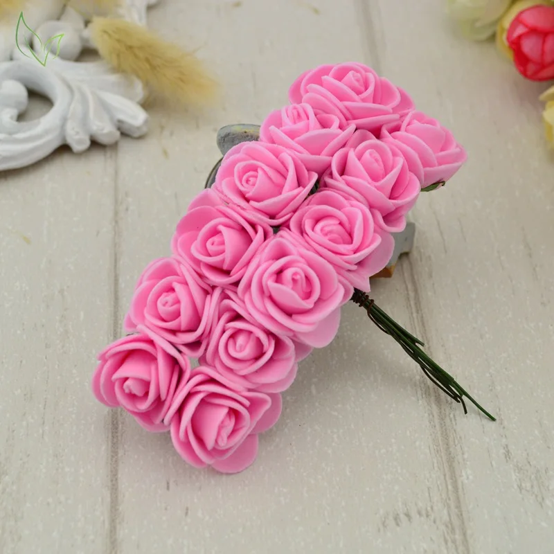 12 шт/Букет мини пенные розы искусственные цветы для дома Свадебные украшения