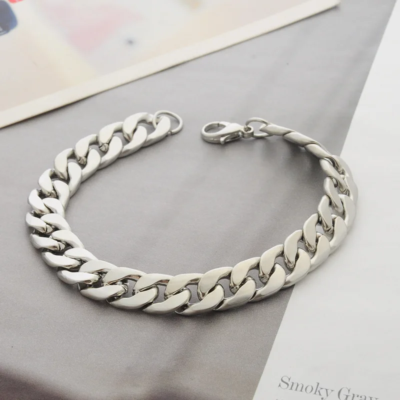 Новые наручные массивные мужские браслеты серебристого цвета с цепочкой для рук