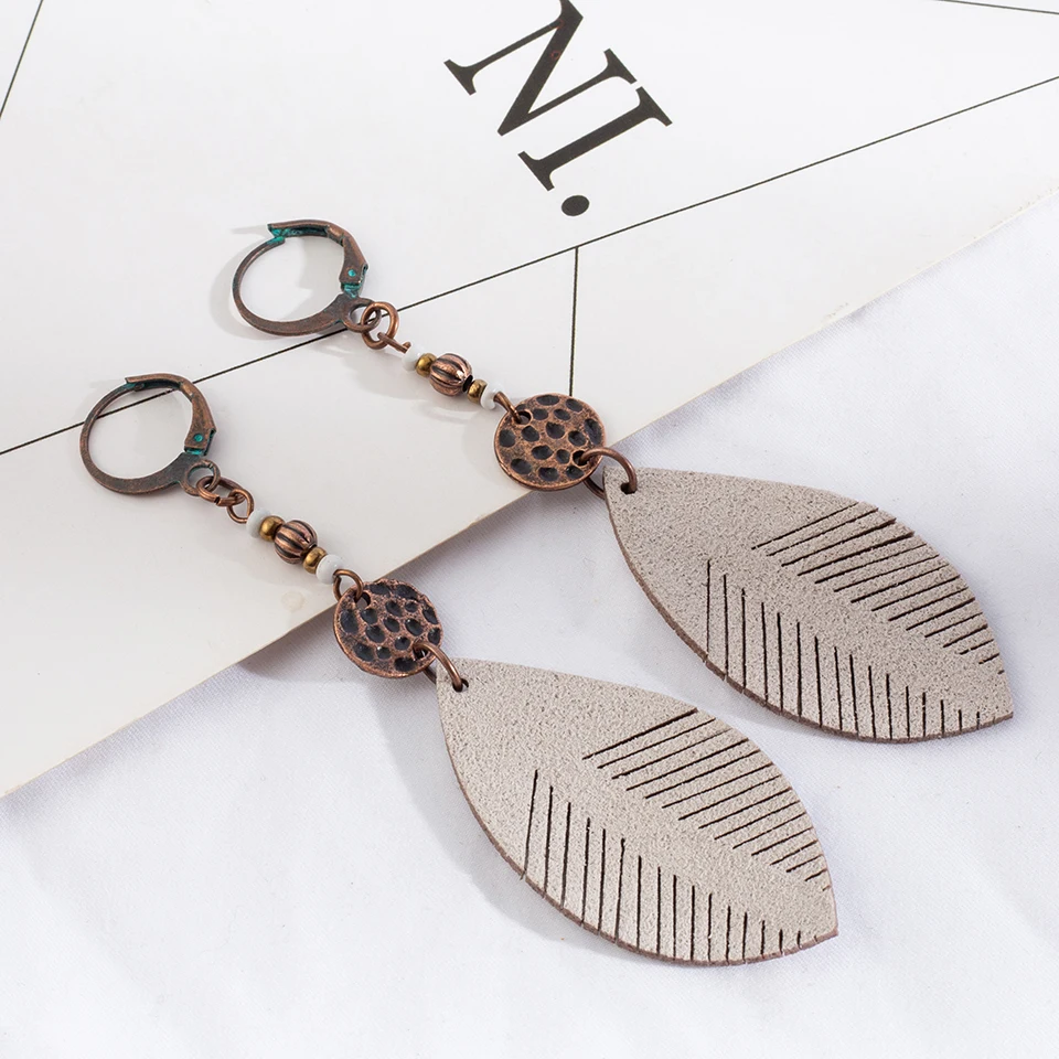 Несколько 4 цветов Этника Бохо богемный кожаный лист Висячие Подвеска для