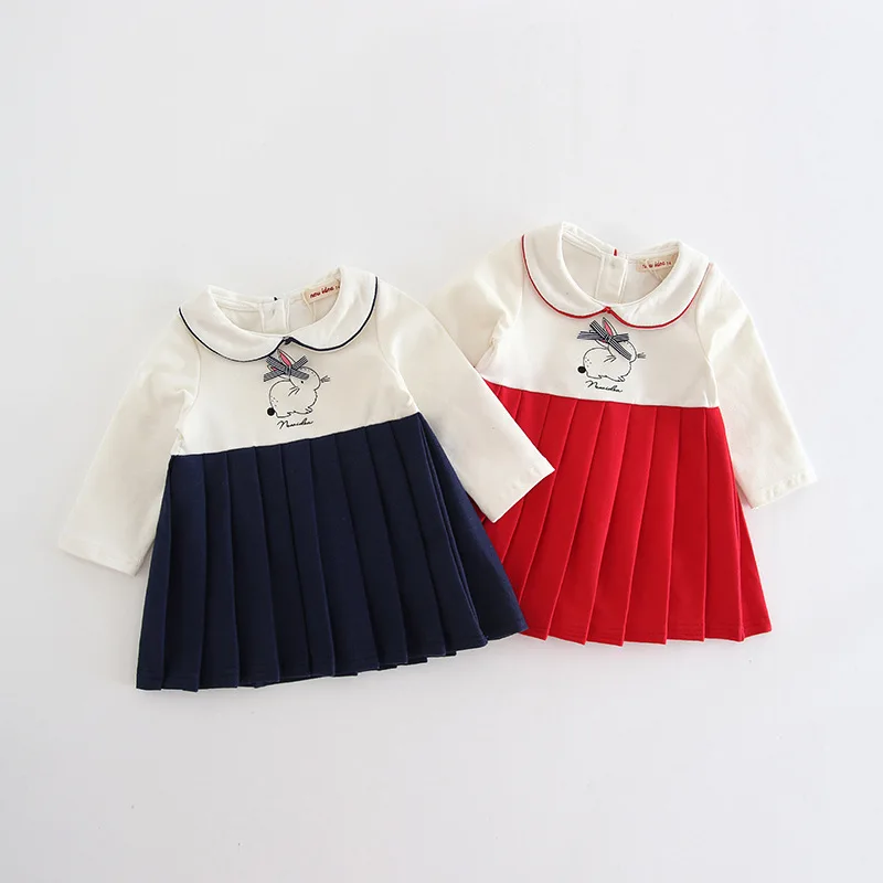 Оптовая продажа 5 шт./лот платье для маленьких девочек осенние платья младенцев с