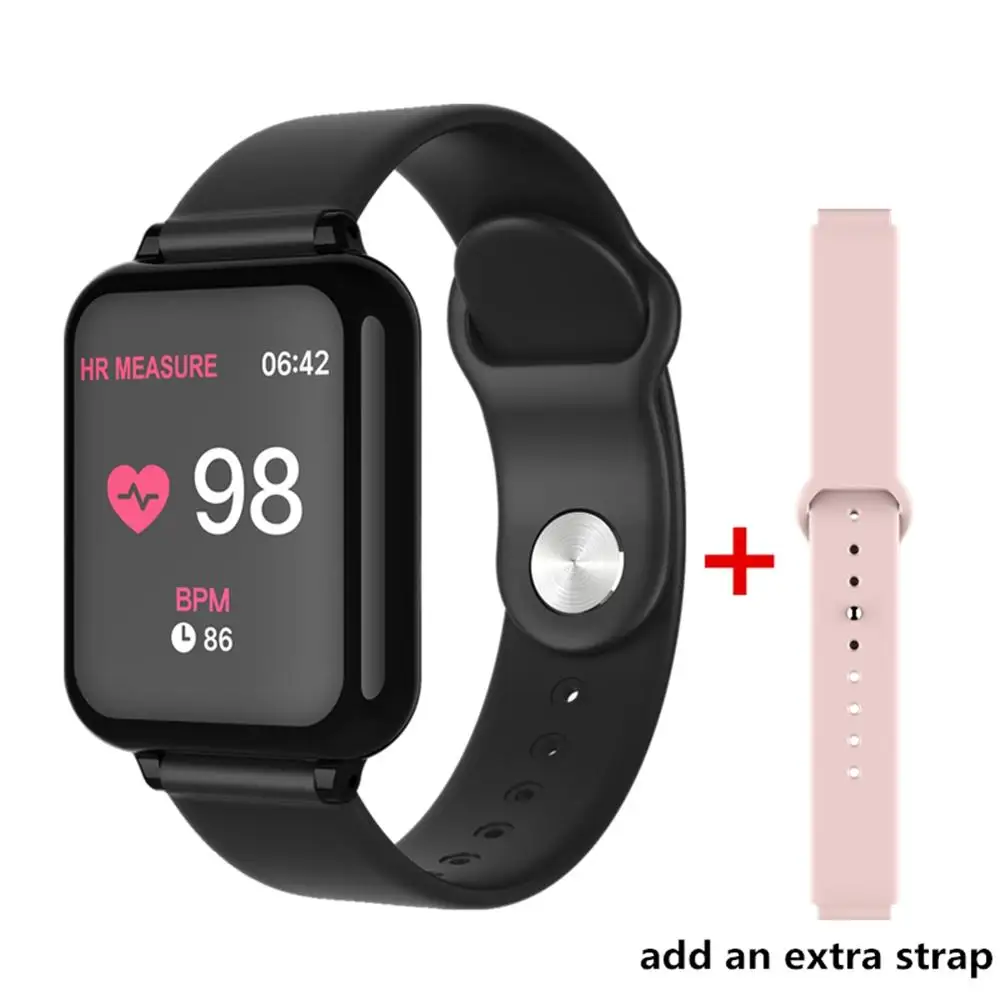 Black Pink Strap Мужской фитнес-браслет B57 LEMFO, кислородный монитор для измерения артериального давления, напоминание о малоподвижности, фитнес-трекер, часы для Apple, Android, IOS - Цвет: Black Pink Strap