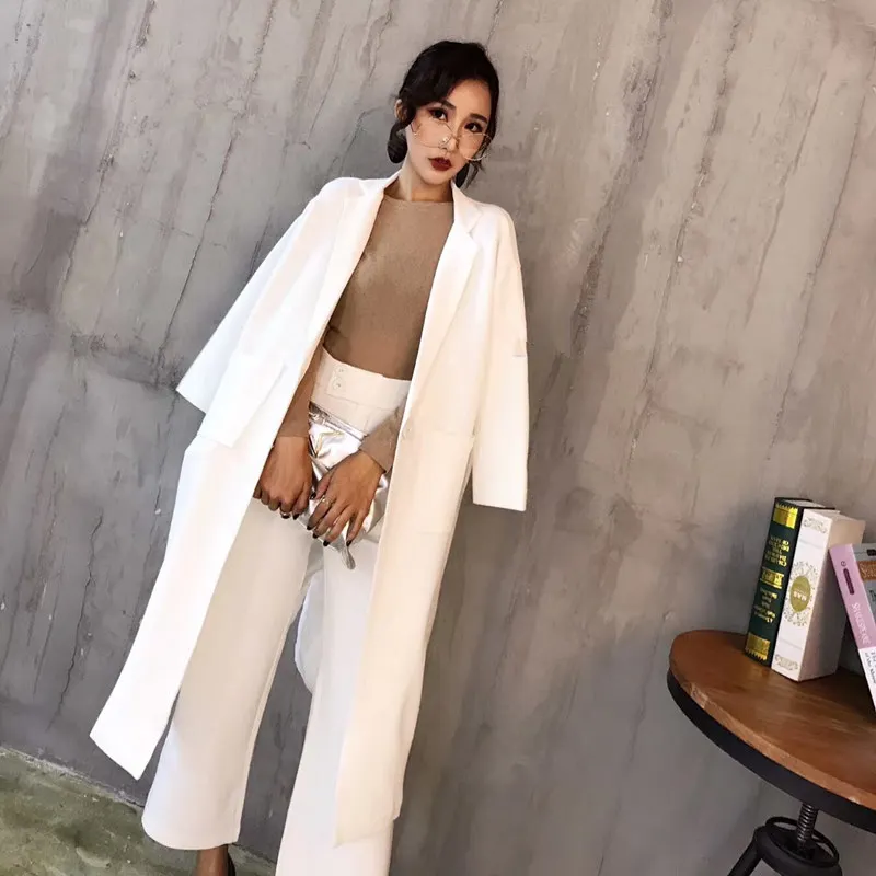 2019 High quality fashion wide leg pants suit spring and autumn women's new jacket ladies temperament was thin two-piece tide