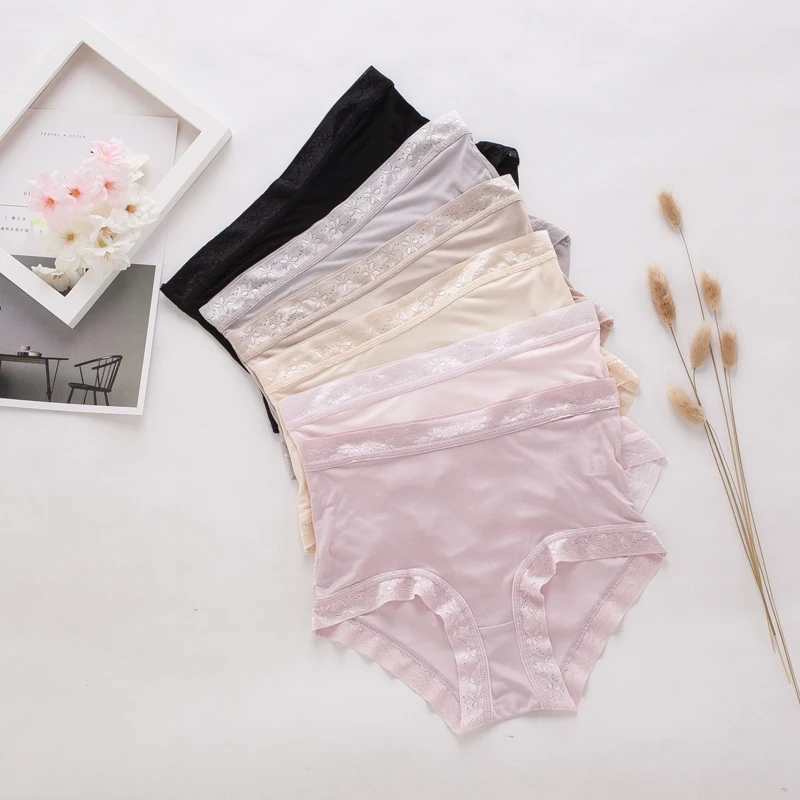 Трусы женские шелковые бесшовные кружевные большого размера 3 шт./лот 100% | Женская