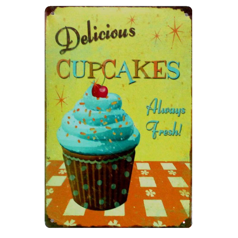 

Vintage Metal Tin Signs Cake Dessert Hamburger Plaque Poster Bar Pub Club Wall Sticker Tavern Garage Home Decor