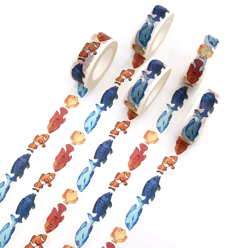 1 шт. креативная Васи лента с морской рыбой Клейкая Бумажная школьные и офисные