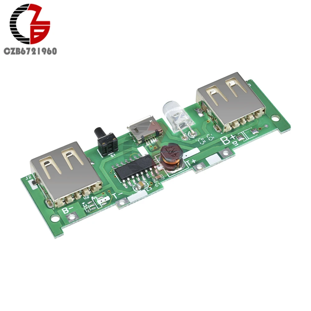 

5V 1A 2A Lithium Battery Charging Board Mobile Power Bank Charger Control Module Micro USB LED Indicator DIY Step Up Boost