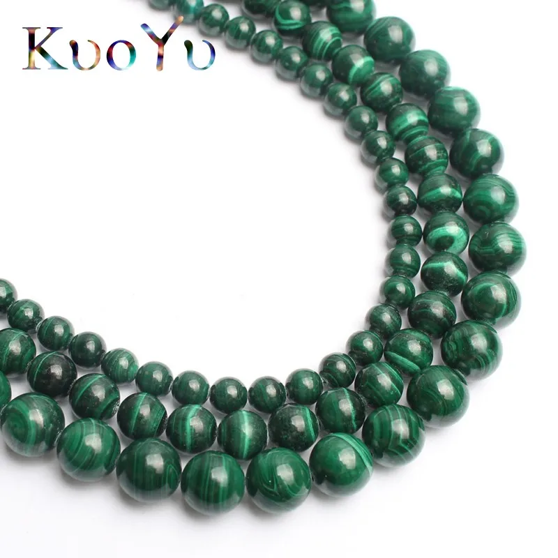 Бусины из натурального зеленого малахита круглые бусины разделители россыпью