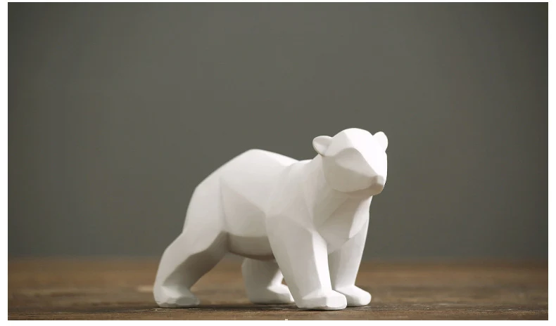 

White Polar Bear Resin Figurine Crafts Simulation Animal Home Decoration Crafts Creative Resin Ornaments Accessories