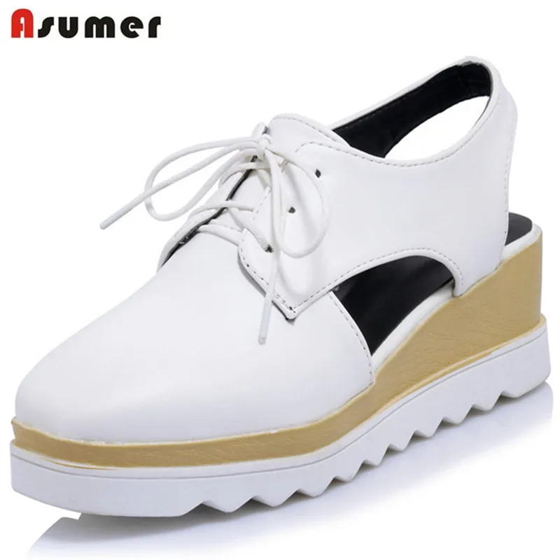 Asumer/обувь с петлей на пятке весенне-Осенняя обувь танкетке платформе со