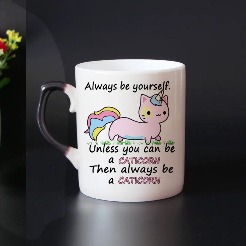 Бесплатная доставка забавная кружка с единорогом меняющая цвет костяные