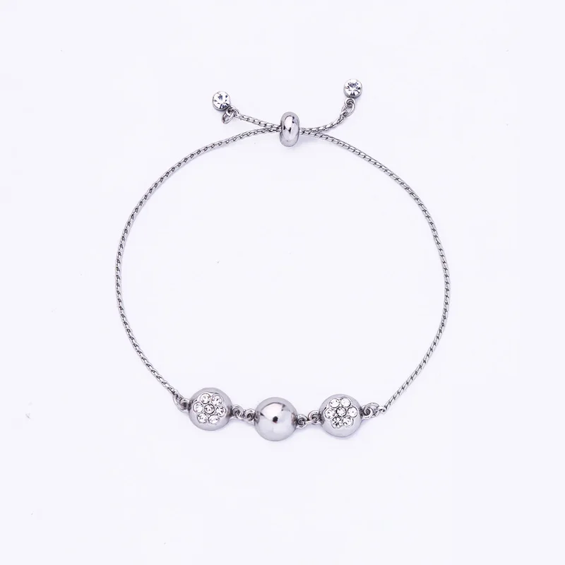 Silver Color Adjustable Bracelets For Women OL Crystal Simple Chains Anniversary Gifts 2019 Fashion Jewelry Accessories | Украшения и