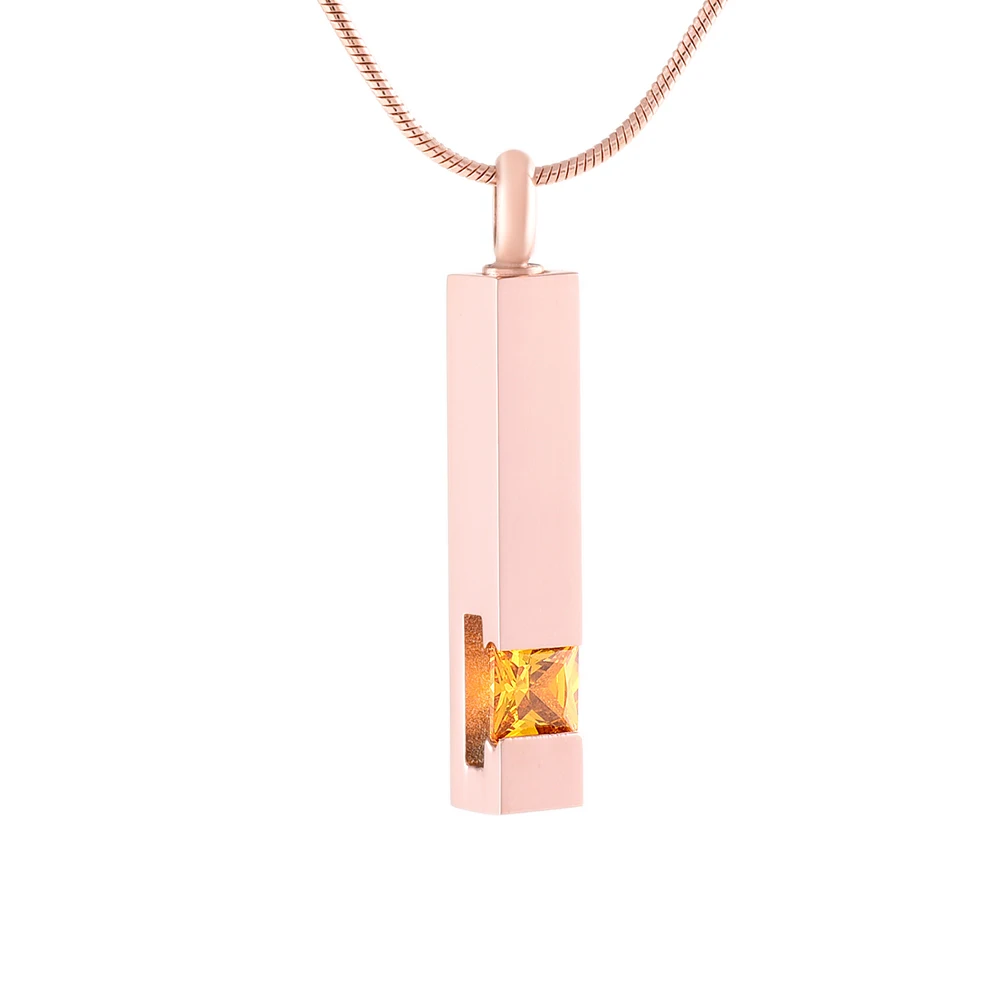 IJD9726 Розовое Золото Ведущий Свет Столб Gamet Кремация Ювелирные Изделия Вечно Мемориальный Сувенир Пепел Урна Держатель Ожерелье + Воронка.