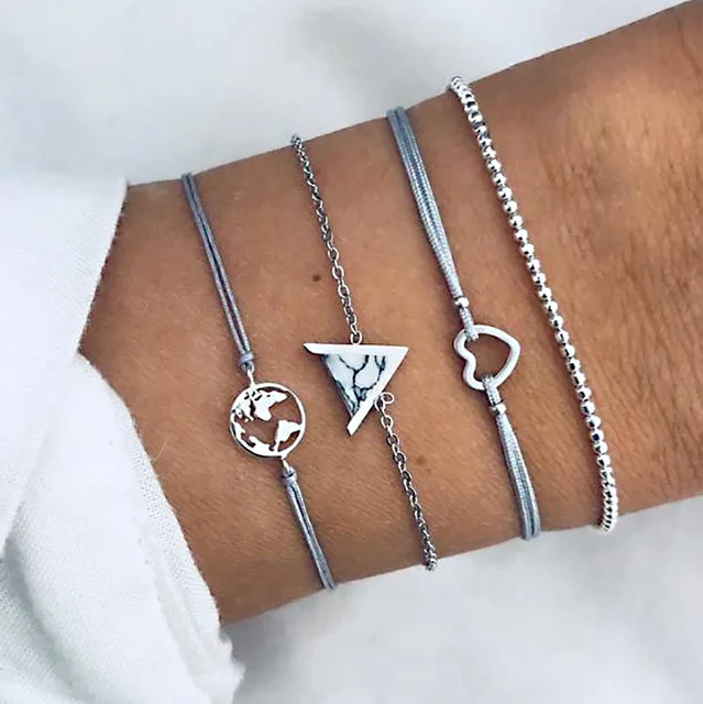 Bracelet9 30 Styles Mix Turtle Heart Pearl Wave LOVE Crystal Marble Charm Bracelets for Women Boho Tassel Bracelet Jewelry Wholesale - Окраска металла: Bracelet9