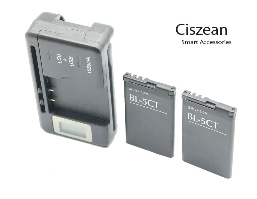 Ciszean 2x1050 mAh BL 5CT BL5CT запасная батарея + LCD настенное зарядное устройство для Nokia 5220