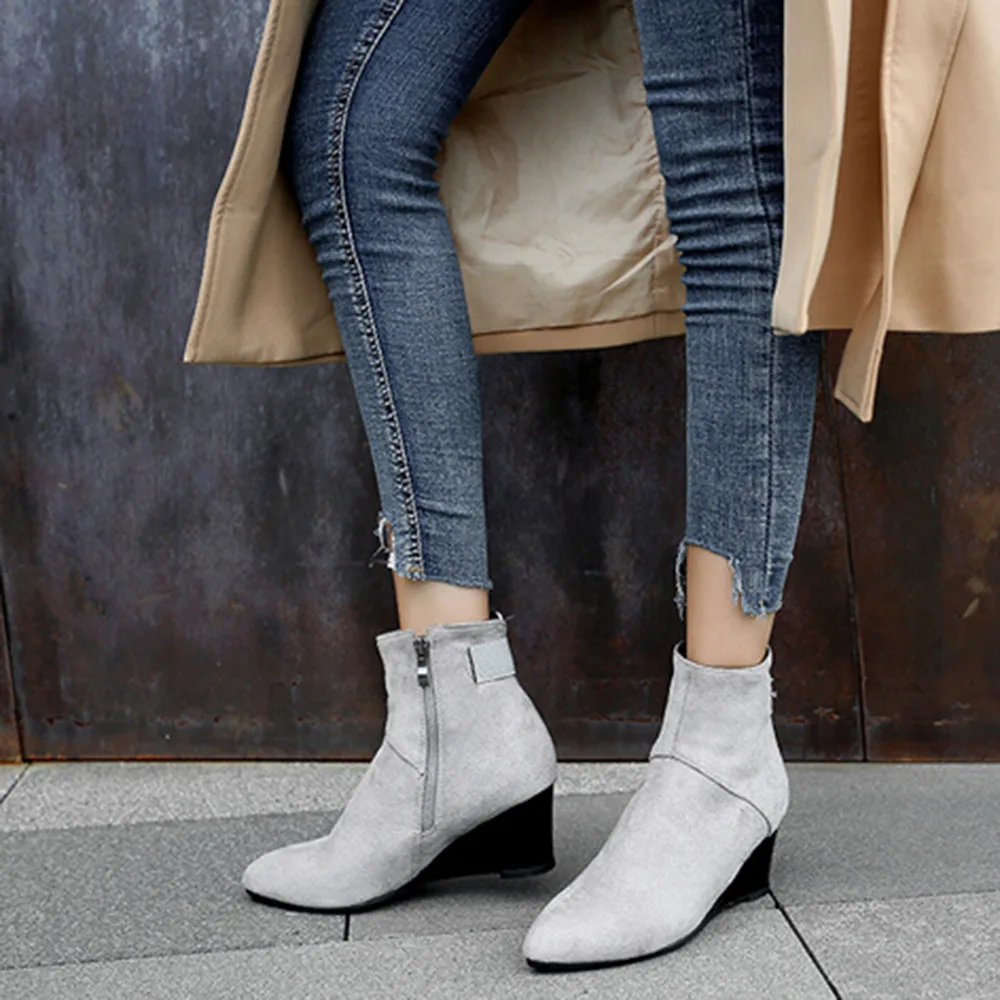 YOUYEDIAN/женские зимние ботинки Женская замшевая обувь с острым носком на высоком