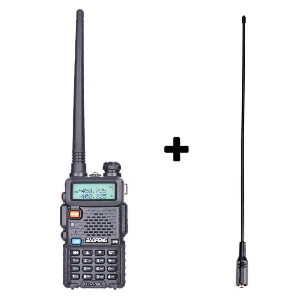 Add a long antenna Baofeng UV-5R портативная рация Двухдиапазонная профессиональная 5 Вт UV 5R Ham двухстороннее радио UV5R портативная охотничья радиостанция КВ трансивер - Цвет: Add a long antenna