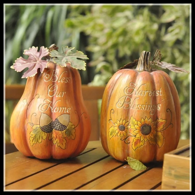 Decorative Crafts Resin Pumpkin Figurines Garden Ornaments Home Decor Halloween Decoration ElimElim | Дом и сад