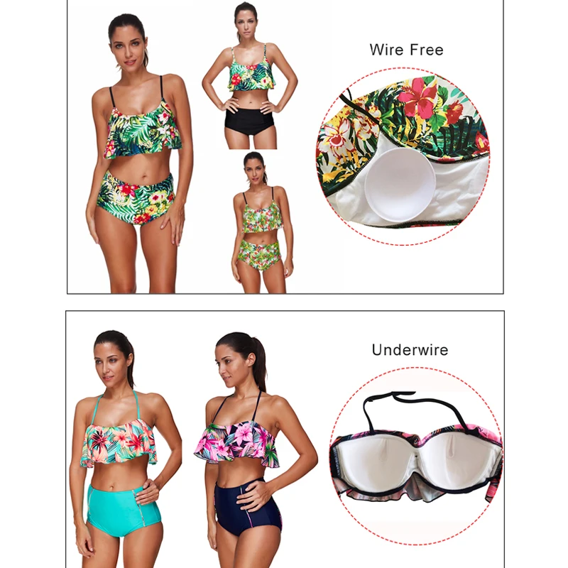 VE &amp Co бикини 2018 Высокая Талия сексуальный комплект пуш-ап Плавание костюм Для
