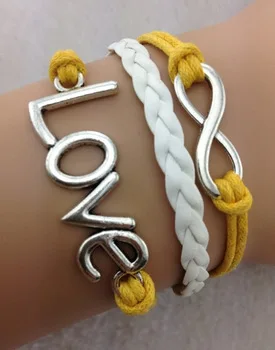 1 шт. браслет Бесконечность-шнур античное серебро для девочек шарм подарок