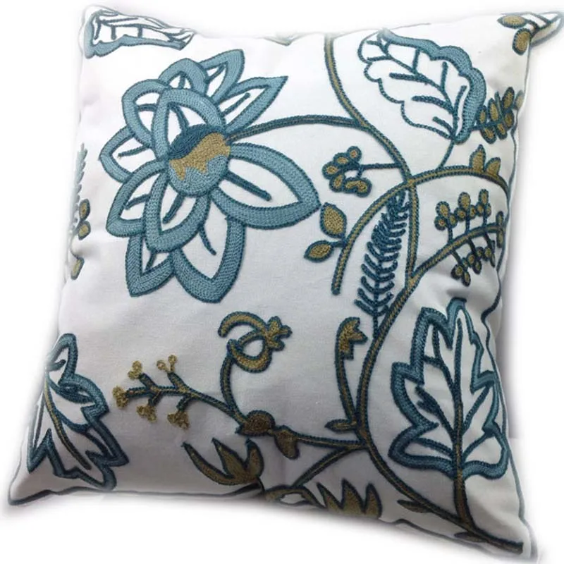 Декоративные Хлопок Холст Crewel Вышивка Чехол для подушки прекрасные весенние