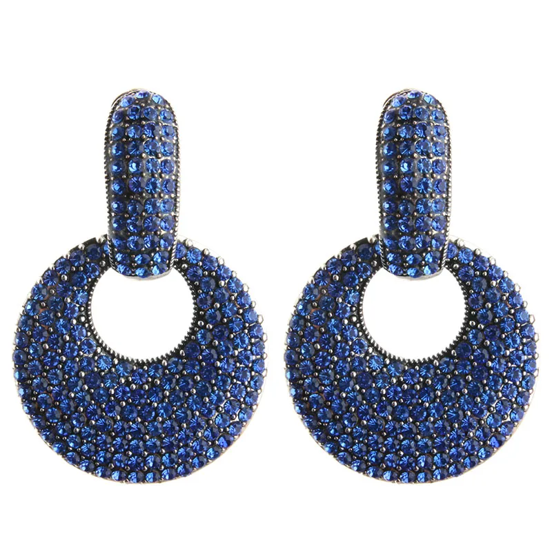 Серьги стразы NeeFu WoFu большие круглые серьги подвески из цинкового сплава с