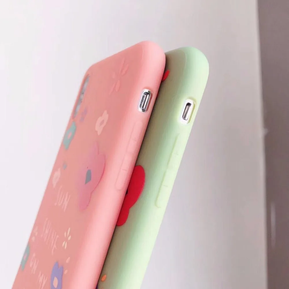 Конфеты цвет INS Цветы Чехлы для iphone XR милый Защита от солнца Цветочный чехол