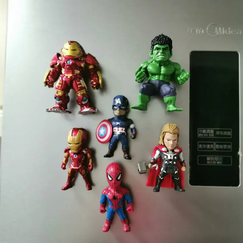 6 шт./лот мультфильм Мстители серии аниме персонажи герой Marvel украшения 3D креативный ПВХ холодильник магнитные наклейки сообщения