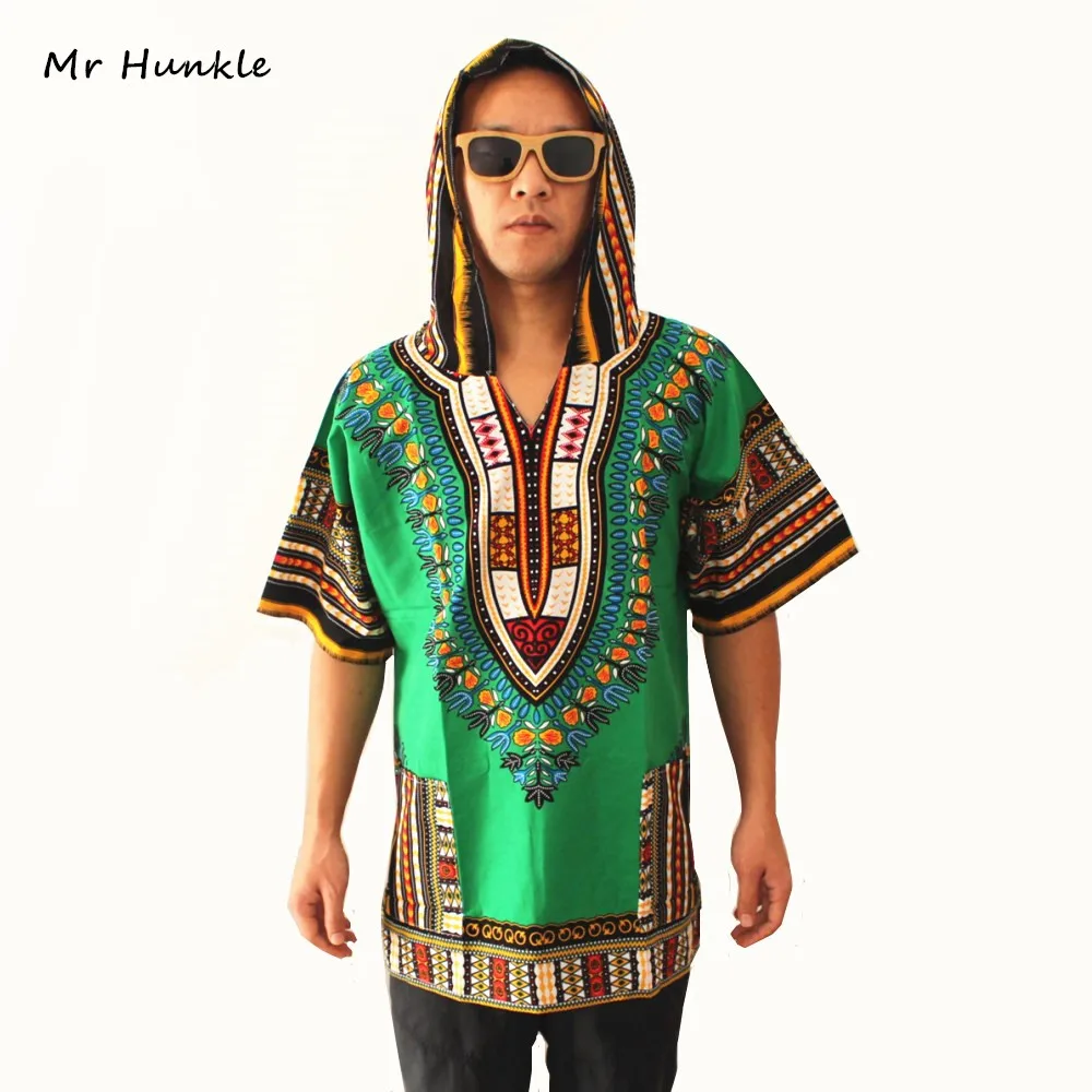 

New Design Dashiki Hoodies Loose African Print Dashiki Fabric Hood Cotton Fashion Robe Clothing Kimono for Men