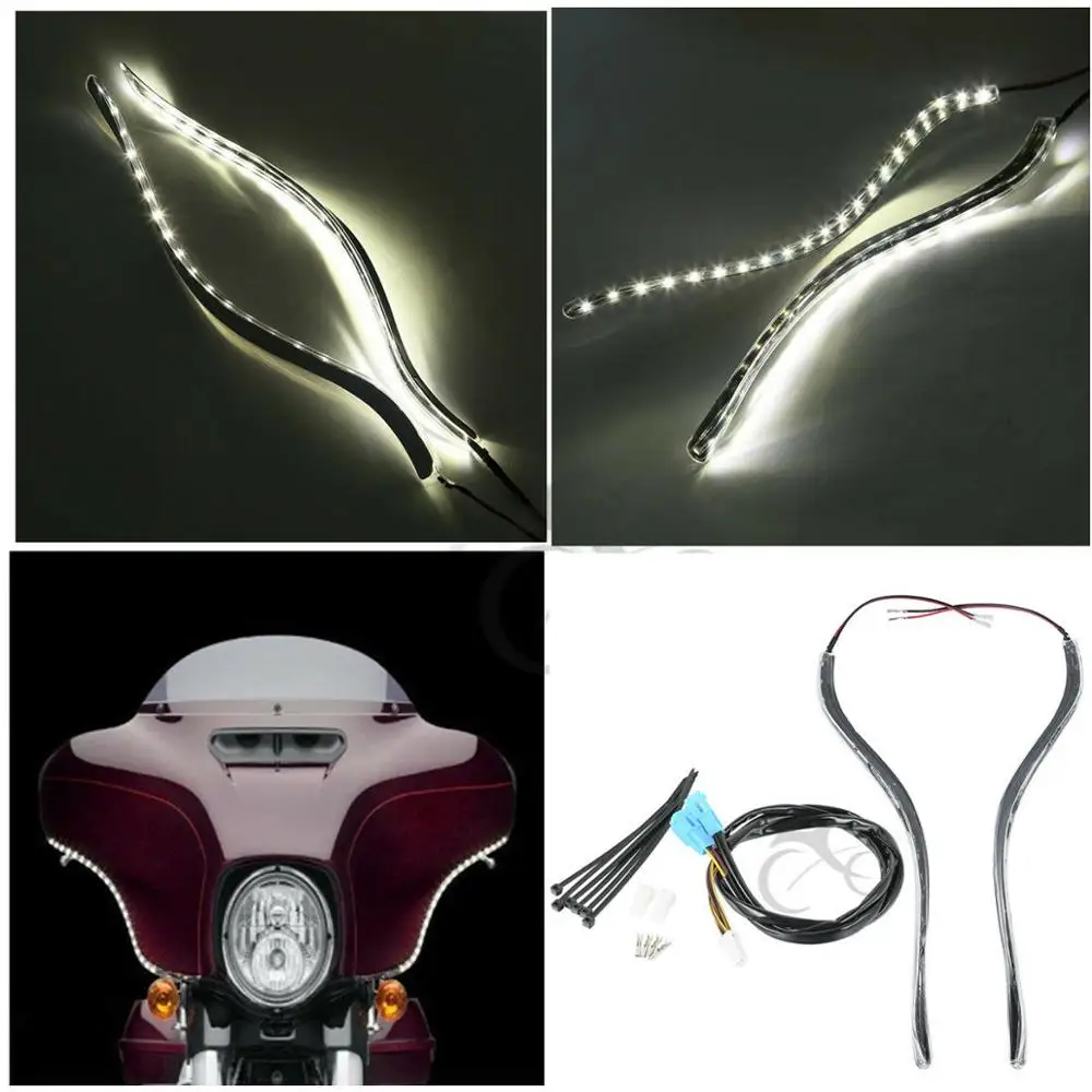 Motorcycle LED Fairing Trim Edge Light Kit For Harley Touring Electra Glide Street Glide Ultra Limited 2014-2020 19 Clear/Black