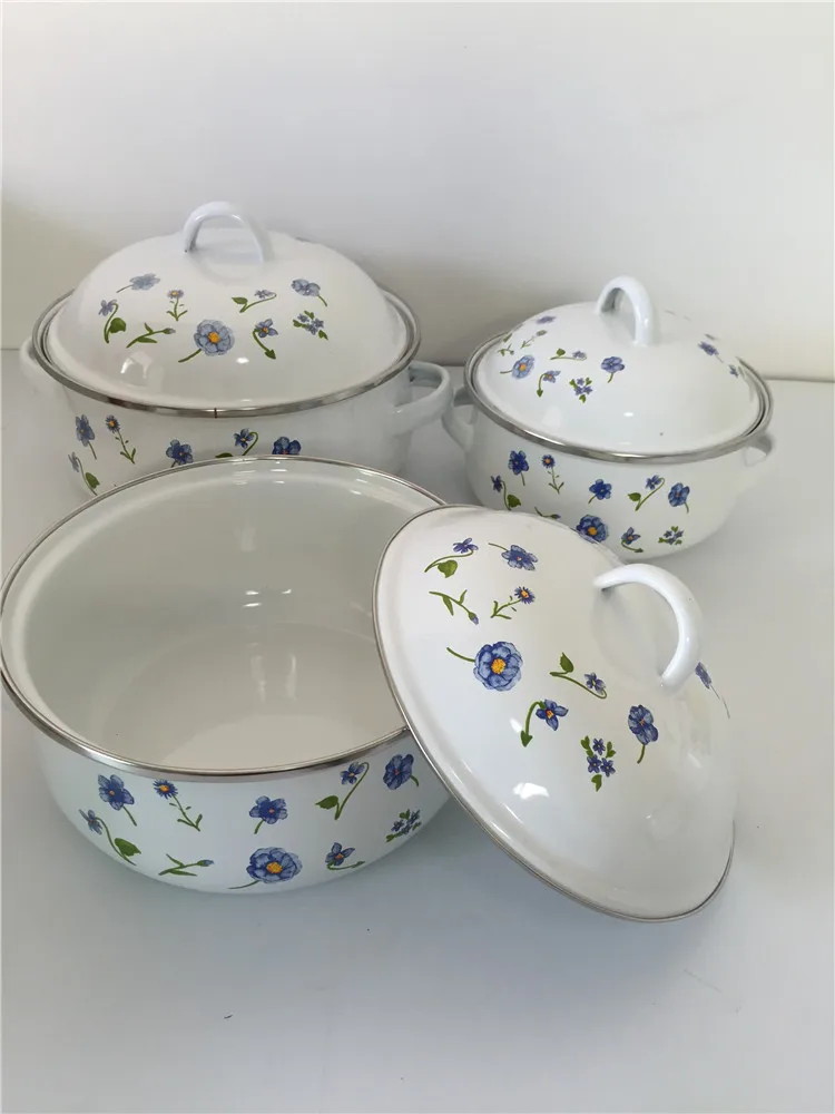 Трехкомпонентный суповый горшок 1 2 литра эмалированная кухонная утварь мини