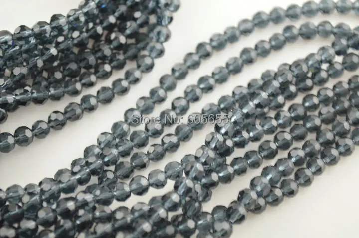 

6mm Faceted Ink Blue color Glass Crystal Quartz Round Beads