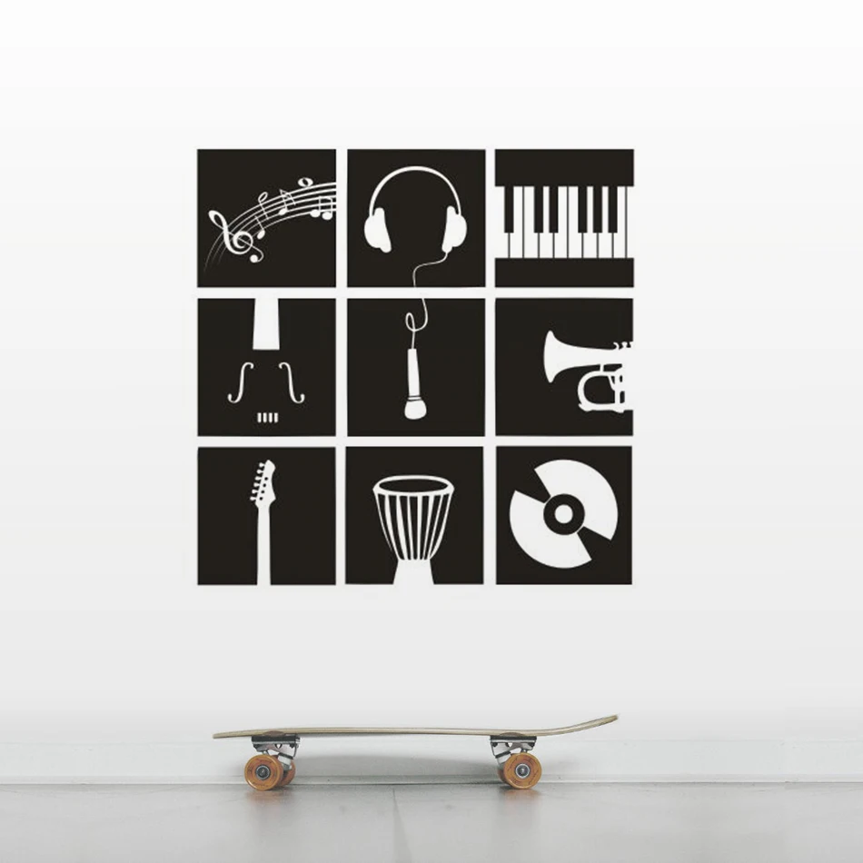 Музыкальный набор инструментов Настенная Наклейка барабанная гитара Примечания