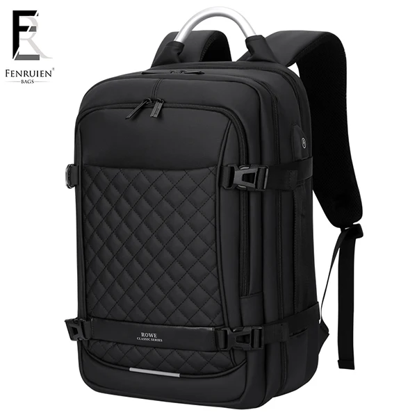 Черный FRN Laptop Backpack 15.6 inch Men's Travel Bags Multifunction Rucksack Waterproof Oxford Black Computer Backpacks For Men - Цвет: Черный