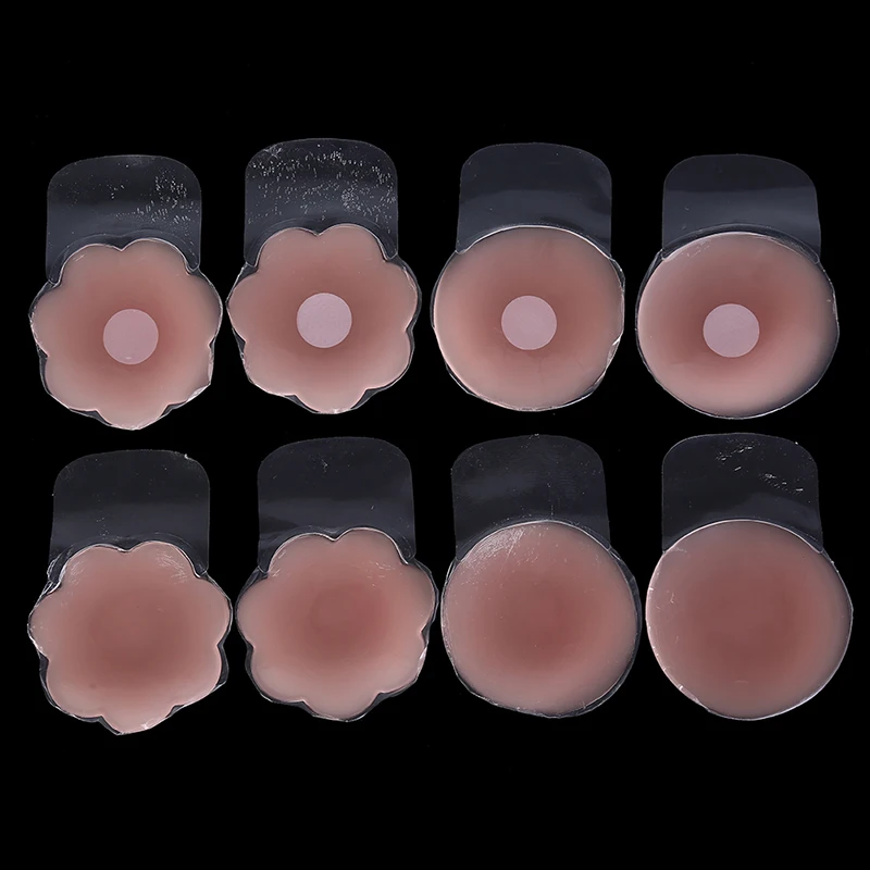 1pair Instant Boob Lift Up Tape Petals Reusable Flower Silicone Nipple Cover Breast Pasties Round Chest Stickers For Nipple