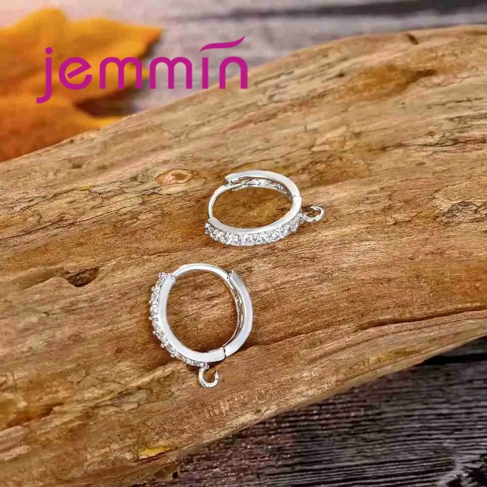 

Simple Style 925 Sterling Silver Geometric Earring Ring With Full Shiny Cubic Zirconia Women Girls Party Jewelry