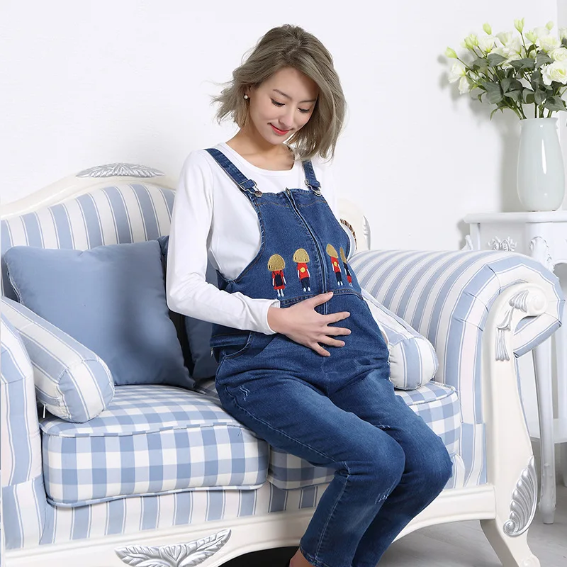 Брюки Комбинезоны для беременных на лямках с поясом джинсы подтяжками | Мать и