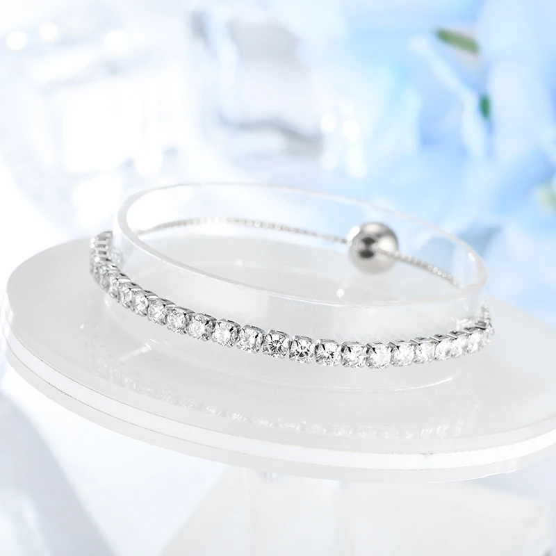 LZESHINE Adjustable Tennis Bracelet &amp Bangle with Clear CZ Female Charming Jewelry Gifts Silver Color Chain for Women | Украшения и
