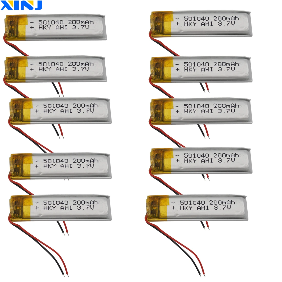 XINJ-Batería de polímero de litio Lipo para reproductor de música, 3,7 V, 200 mAh, 501040, GPS, bolígrafo, cámara DVR DVC para coche, 10 Uds.