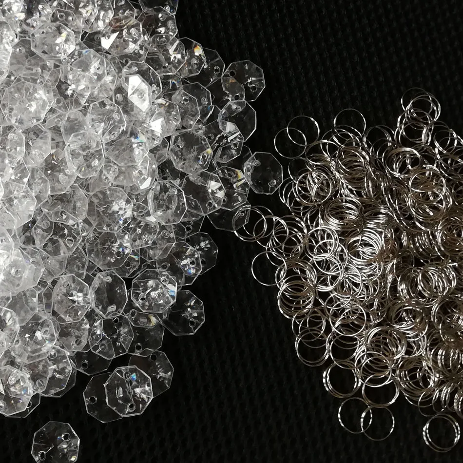 1000 шт. бусины + кольца из акрилового материала гирлянда с имитацией кристаллов