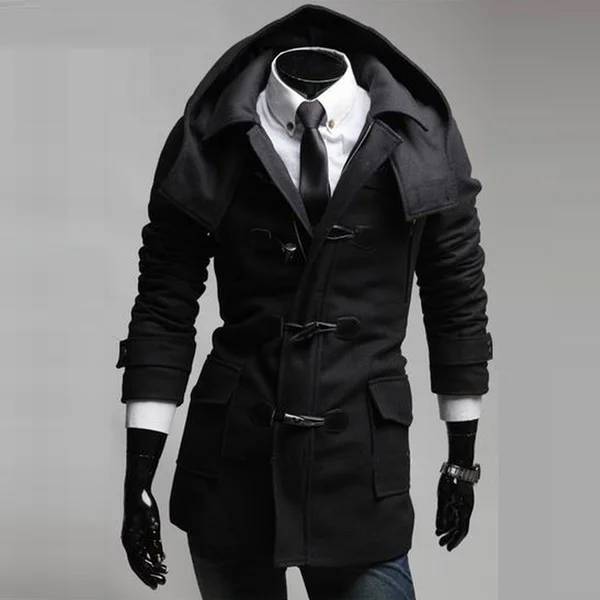 Серая Съемная шляпа модная мужская повседневная крутая куртка средней длины на