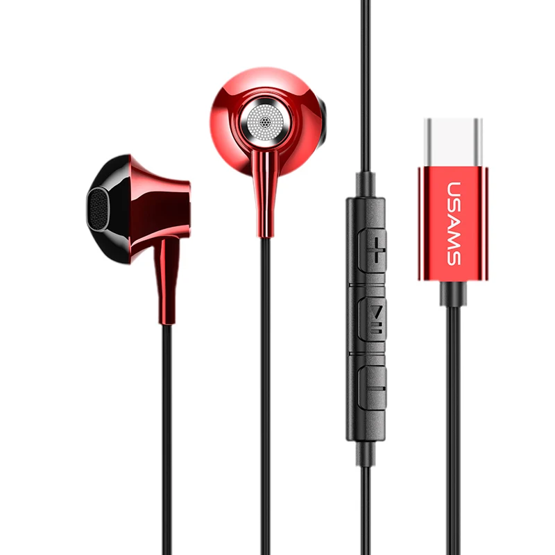 Наушники вкладыши USAMS Type C Hifi стерео гарнитура с микрофоном проводные наушники inear