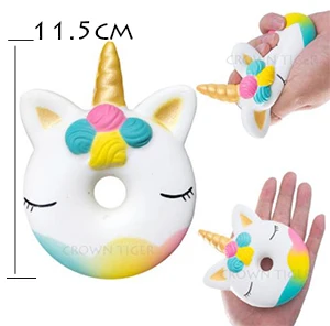 donut unicorn Kawaii Squishe Jumbo squishy Donut антистрессовая игрушка Squishy медленно поднимающаяся снятие стресса Новинка кляп игрушки гаджет антистресс брелок - Цвет: donut unicorn