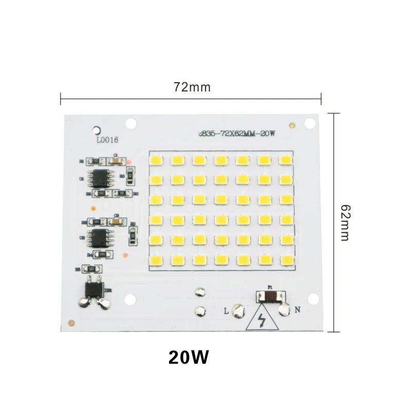 Умная Светодиодная лампа IC 2835SMD, 10 Вт, 20 Вт, 30 Вт, 50 Вт, 100 Вт, AC 220 В-240 в, сделай сам, для наружного прожектора, сада, холодный белый, теплый белый - Испускаемый цвет: 20W