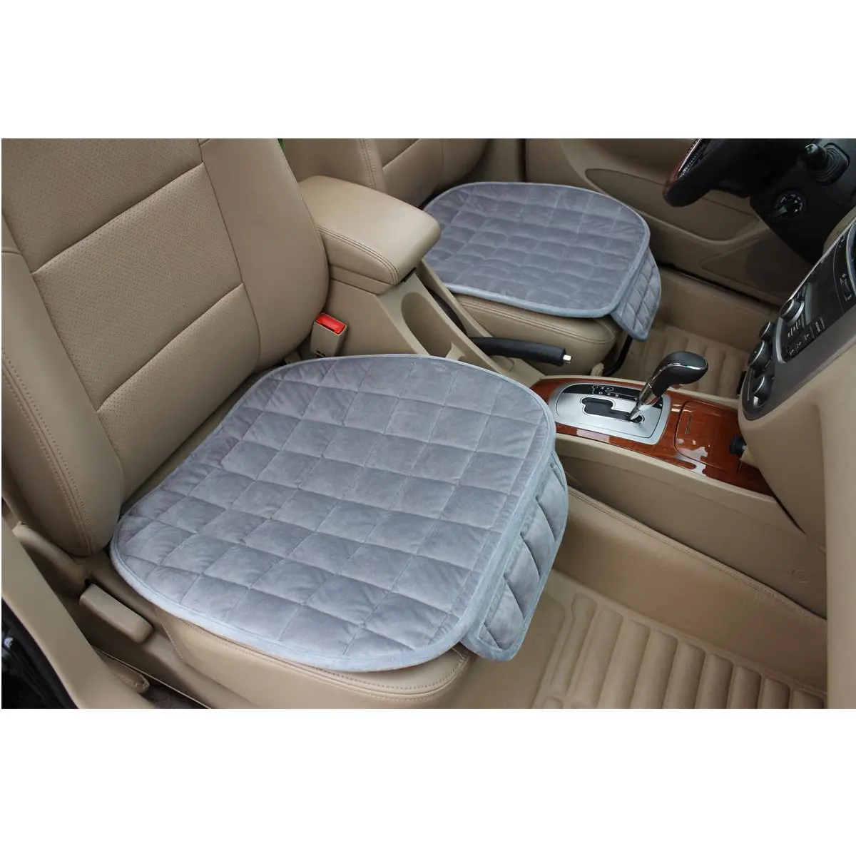 Front Grey Car Front Rear Universal Seat Cover Winter Warm Black Seat Cushion Anti-Slip Rear Back Chair Seat Pad For Vehicle Auto Protector - Название цвета: Front Grey