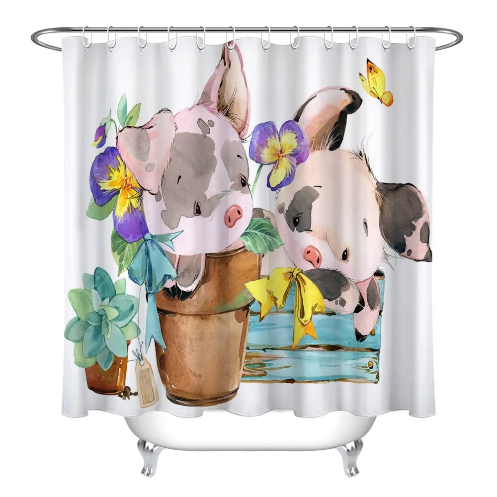 Водонепроницаемая белая занавеска для душа и коврик из полиэстера в ванную