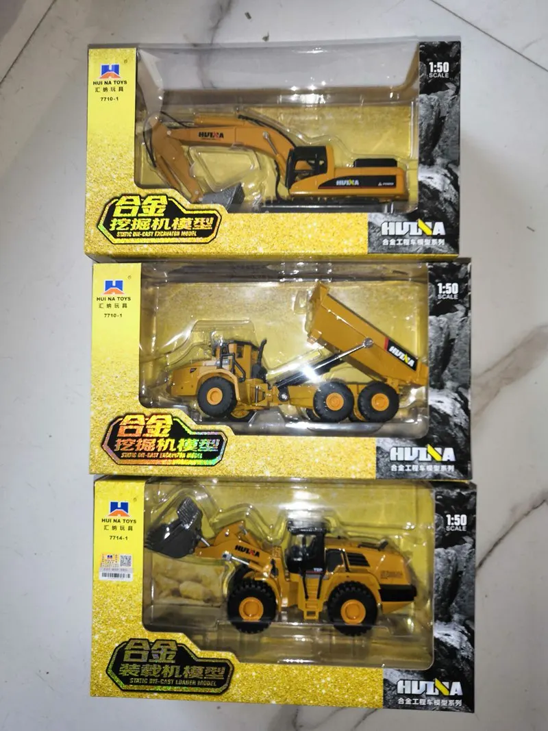 include PACKAGE 3 шт./компл. HUINA 1:50 Самосвал гусеничный экскаватор колесный погрузчик Diecast металлические модели строительная техника Игрушки для мальчиков подарок коллекция моделей автомобилей - Цвет: include PACKAGE