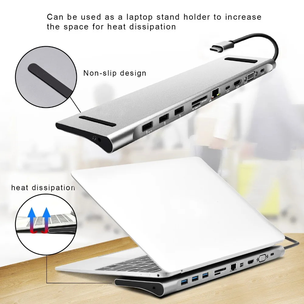 USB C док станция алюминиевый мульти порт к HDMI/VGA/Mini DP/SD/RJ45/USB3.0/USB Женский конвертер